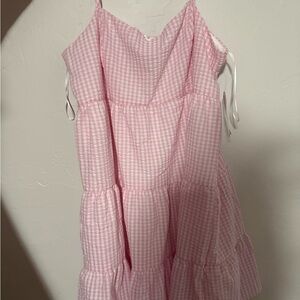 Arula Pink Checkered Sleeveless Dress